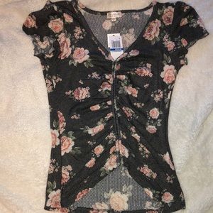 Ultra Flirt grey Flower shirt